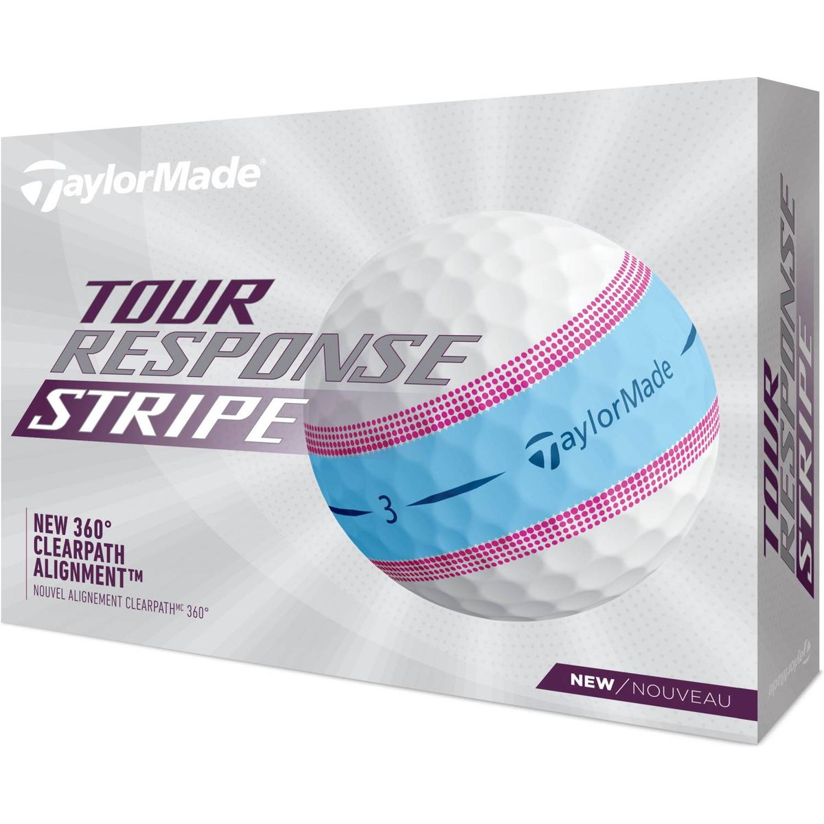 Taylormade Tour Response Stripe Golfbolde - Hvid/Blå/Pink