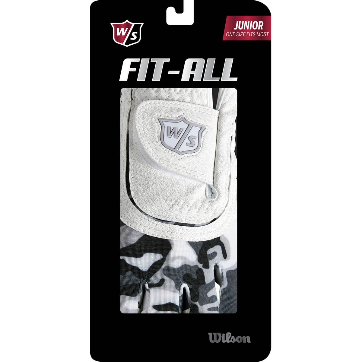 Wilson Staff Fit-All Syntetisk Junior Golfhandske - White/Black/Camo - Venstre - Str. Onesize