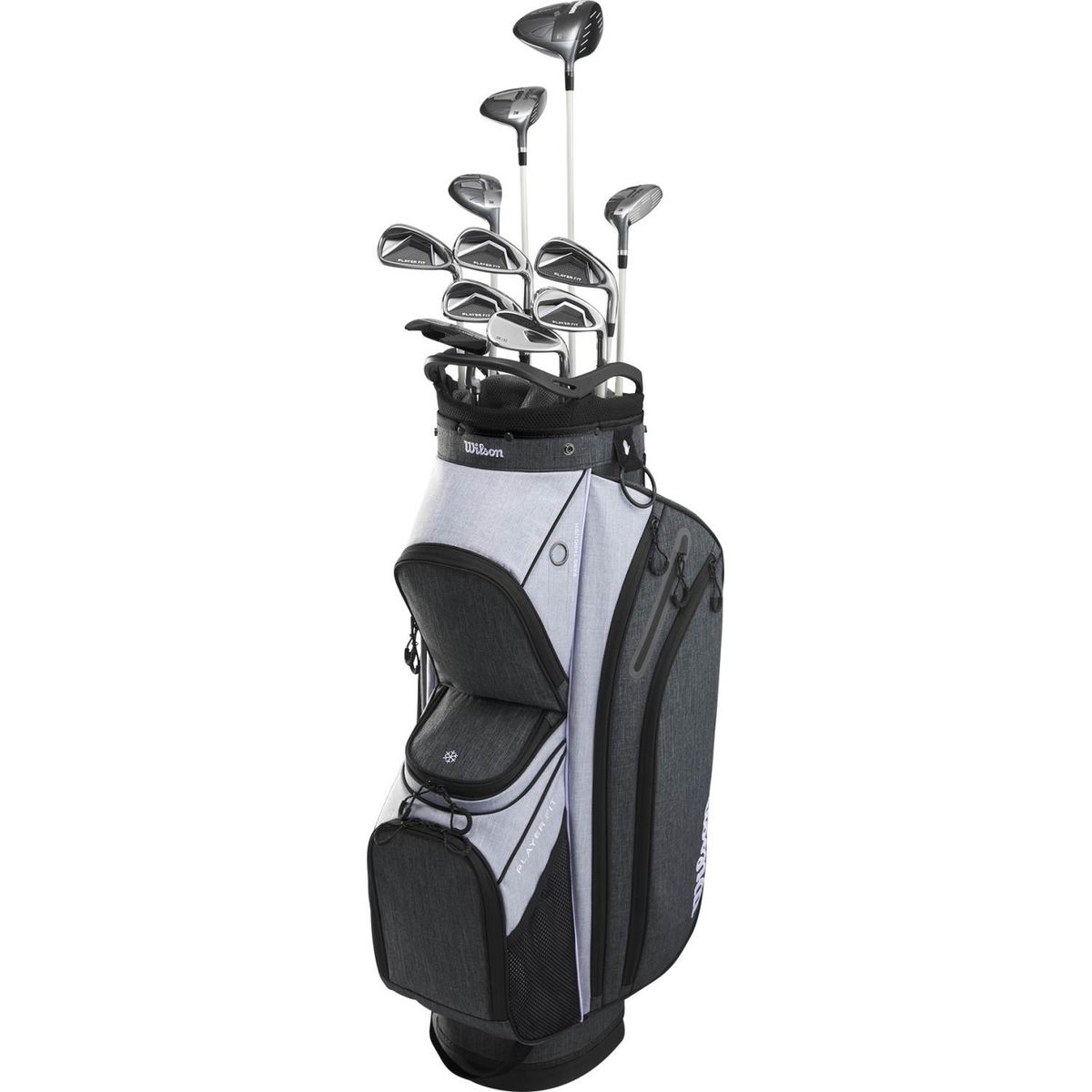 Wilson Staff Player Fit Dame Golfsæt - Grey/White - Højre - DR, FW, 4H, 5H, 6-9, PW, SW, Putter - Wilson PlayerFit Dame Grafit