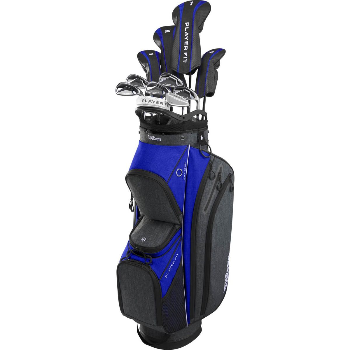 Wilson Staff Player Fit Herre Golfsæt - Blue/Black/White - Højre - DR, FW, 4H, 5H, 6-9, PW, SW, Putter - Wilson PlayerFit Regular Grafit