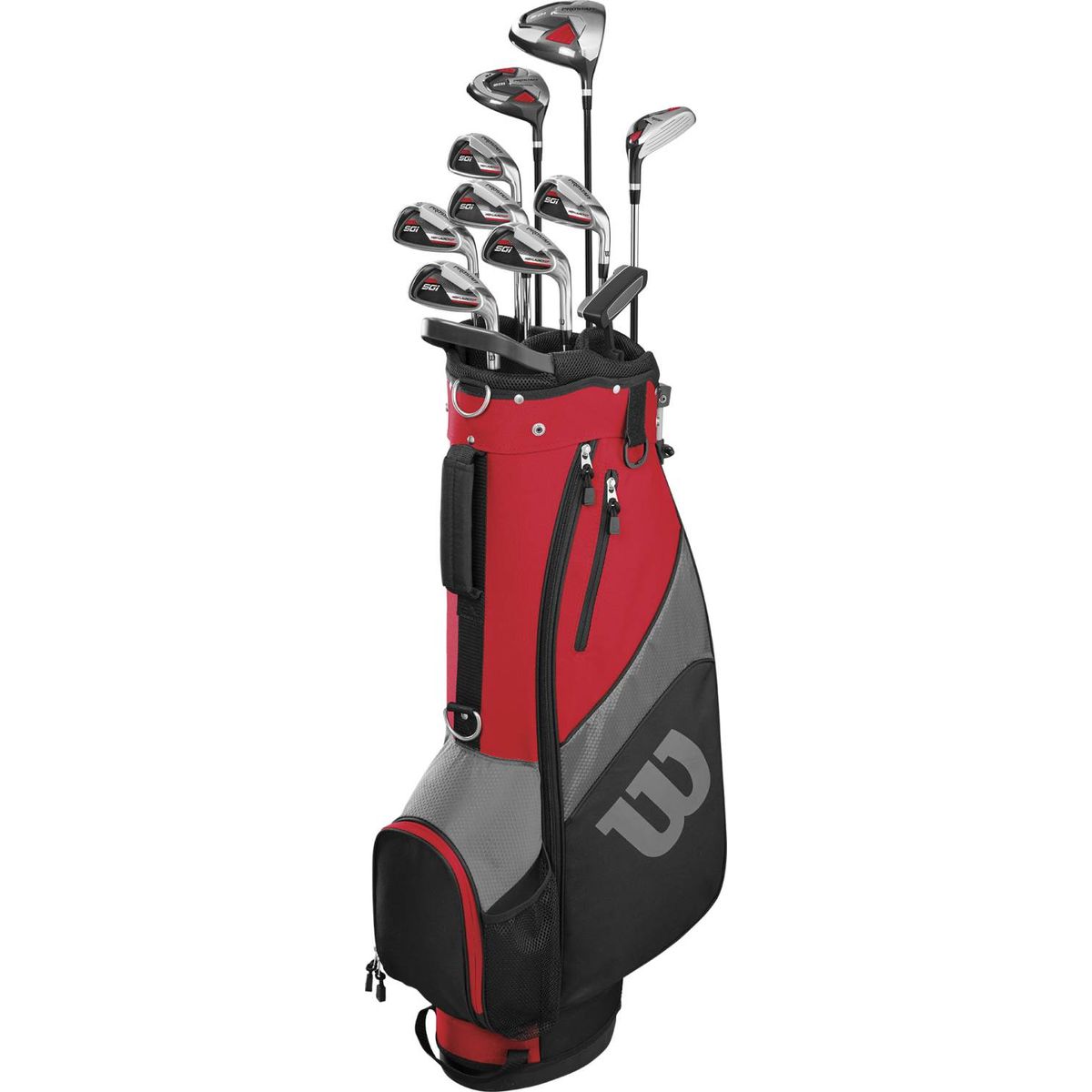 Wilson Staff Pro Staff SGI Herre Golfsæt - Black/Red - Højre - DR, FW, 5H, 7-9, PW, SW, Putter - Wilson Staff Pro Staff SGI Regular Grafit / Stål