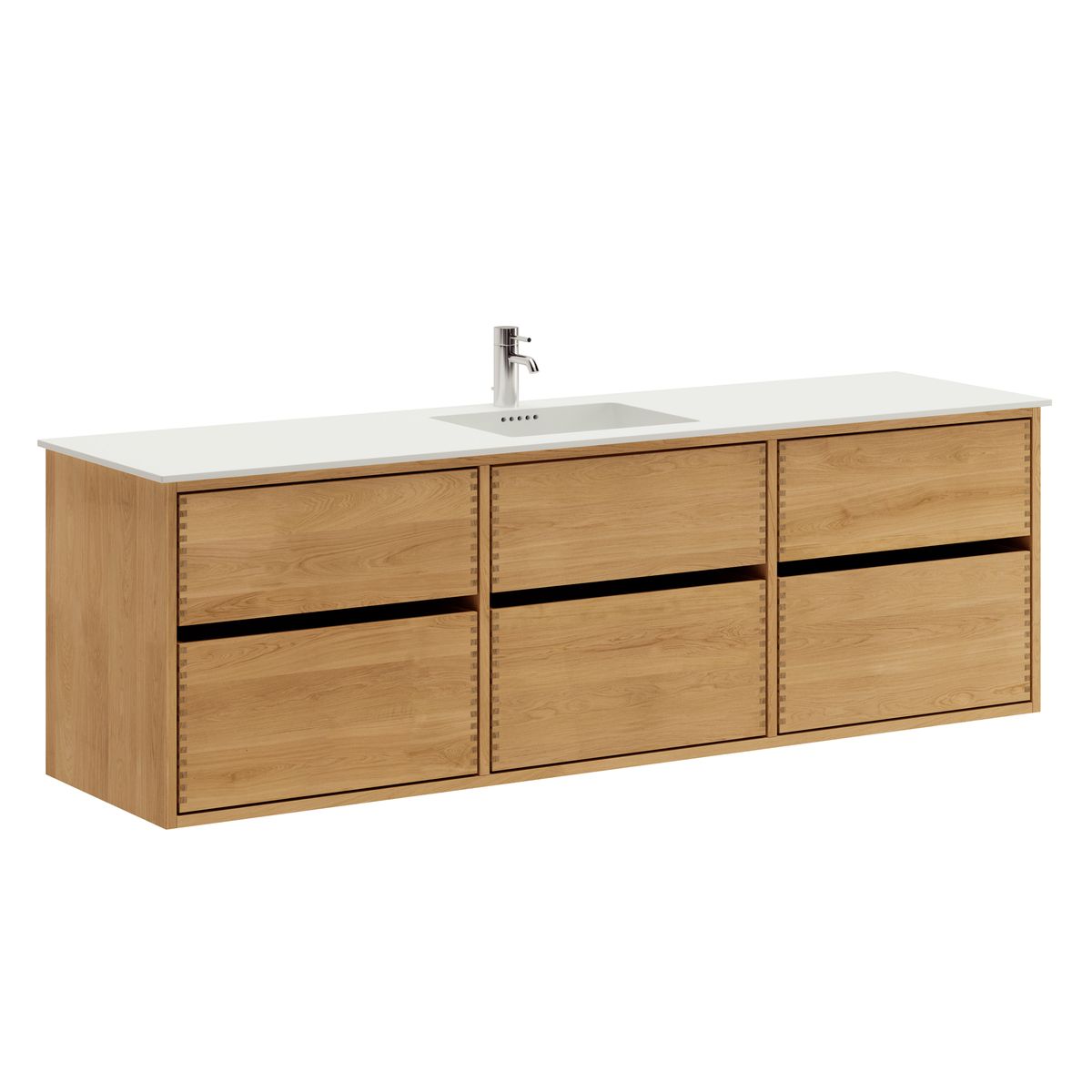 176 cm Lysolieret Just Wood Original badmøbel med 3x 60 cm skuffer og Solid Surface bordplade