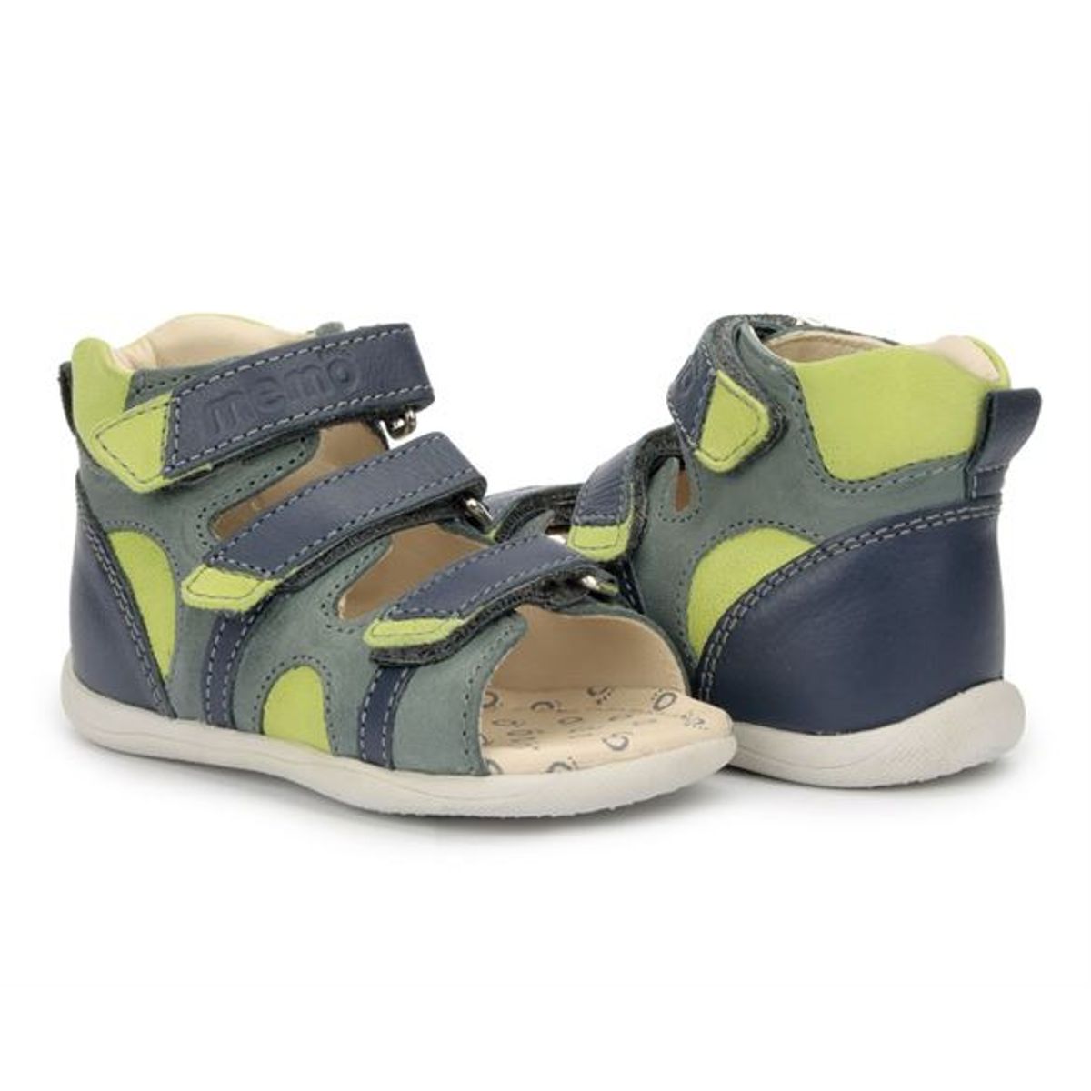 Memo Diego sandal, petrol navy/lime - drengesandal med ekstra støtte