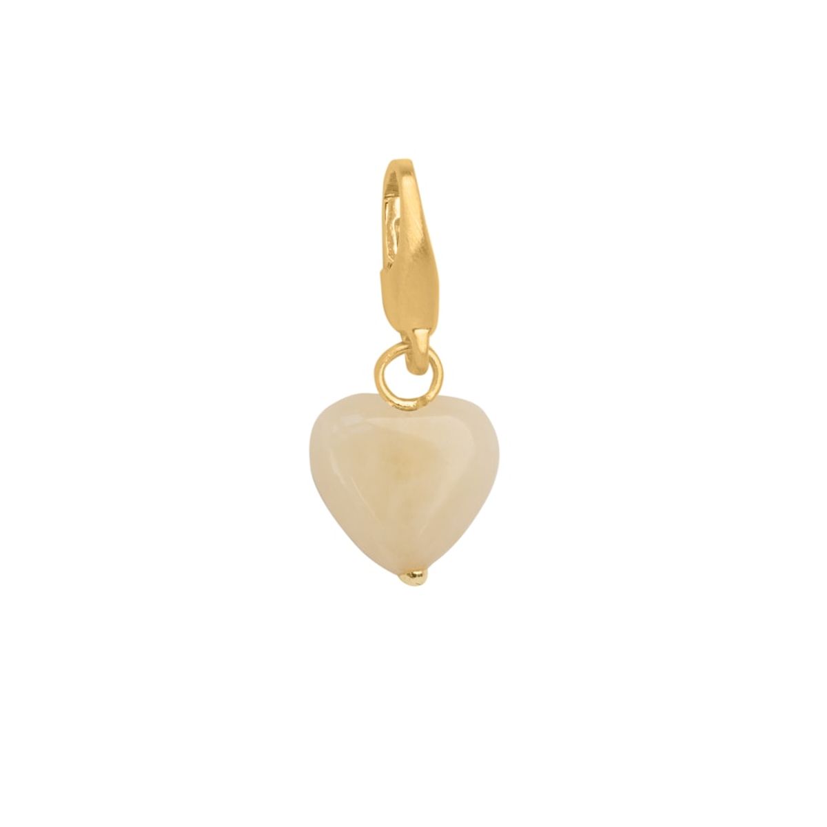 Soft Heart Forgyldt Metalblanding Charm fra byBiehl med Gul Jade