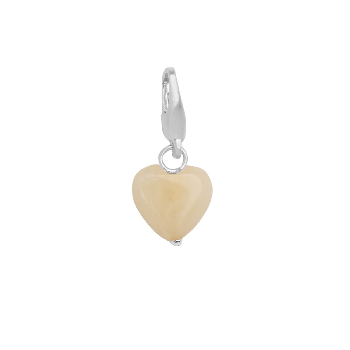 byBiehl Soft Heart Sterling Sølv Charm med Gul Jade