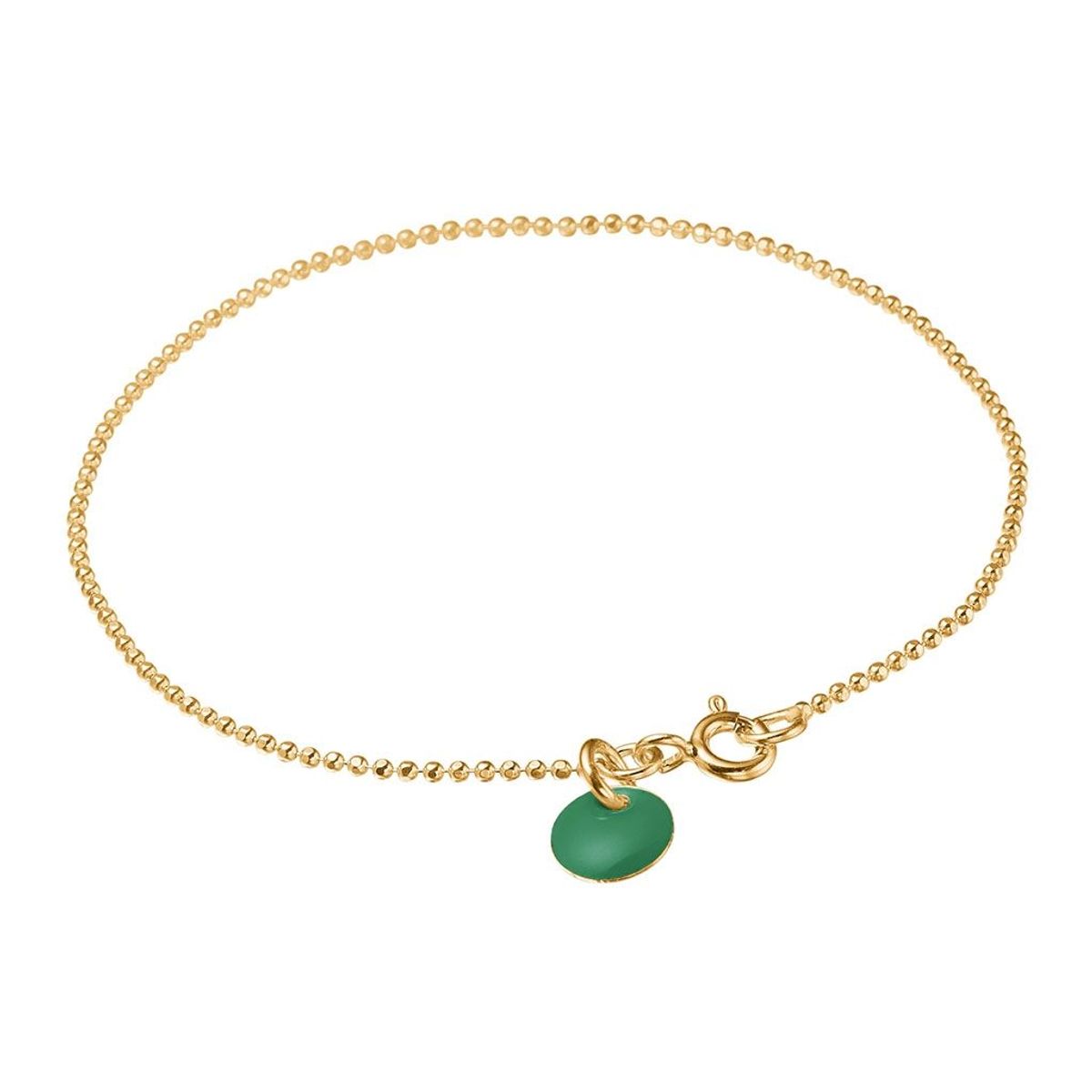 Enamel Petrol Green Ball Chain Forgyldt Sølv Armbånd