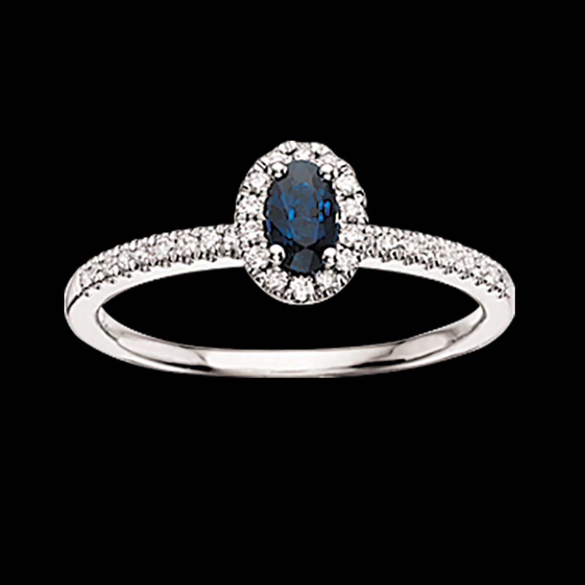 Scrouples 14 Karat Hvidguld Ring med Safir og Brillanter 0,18 Carat W/SI