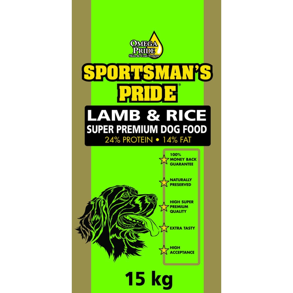 15 kg Sportsman´s Pride Lam & Ris (grøn) - voksenfoder med lam