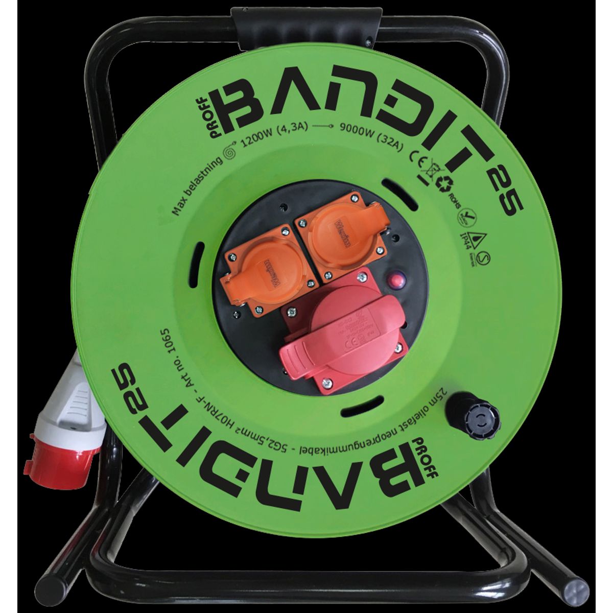 Kabeltromle Bandit 25 mtr. 400V/230V med jord