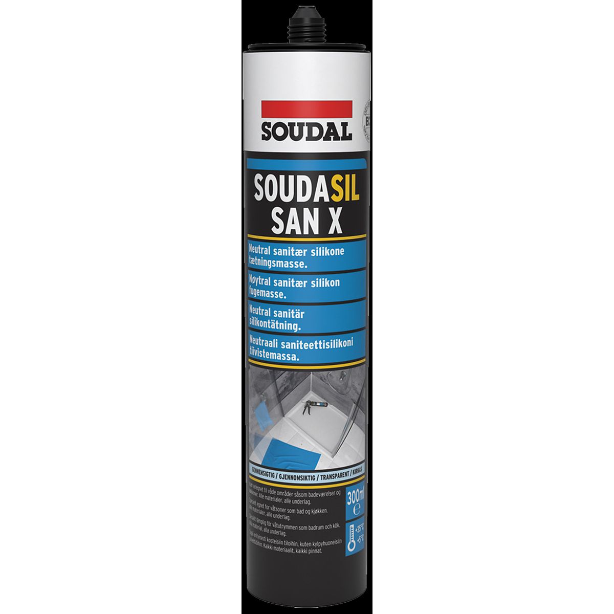 Soudasil SanX sanitetssilicone 300ml transp.