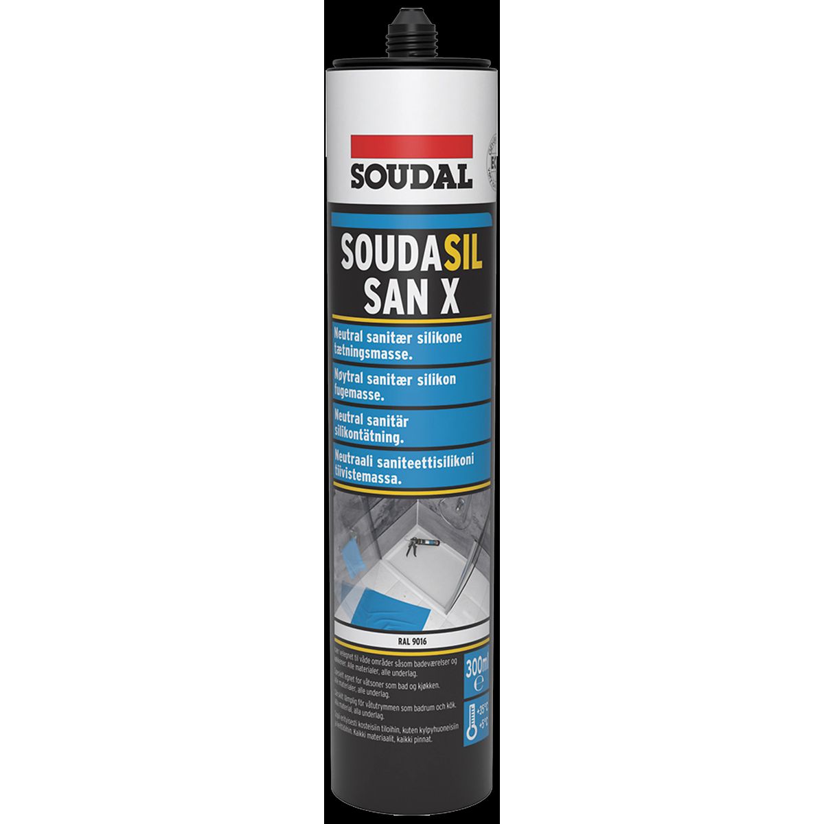 Soudasil SanX sanitetssilicone 300ml trafikhvid