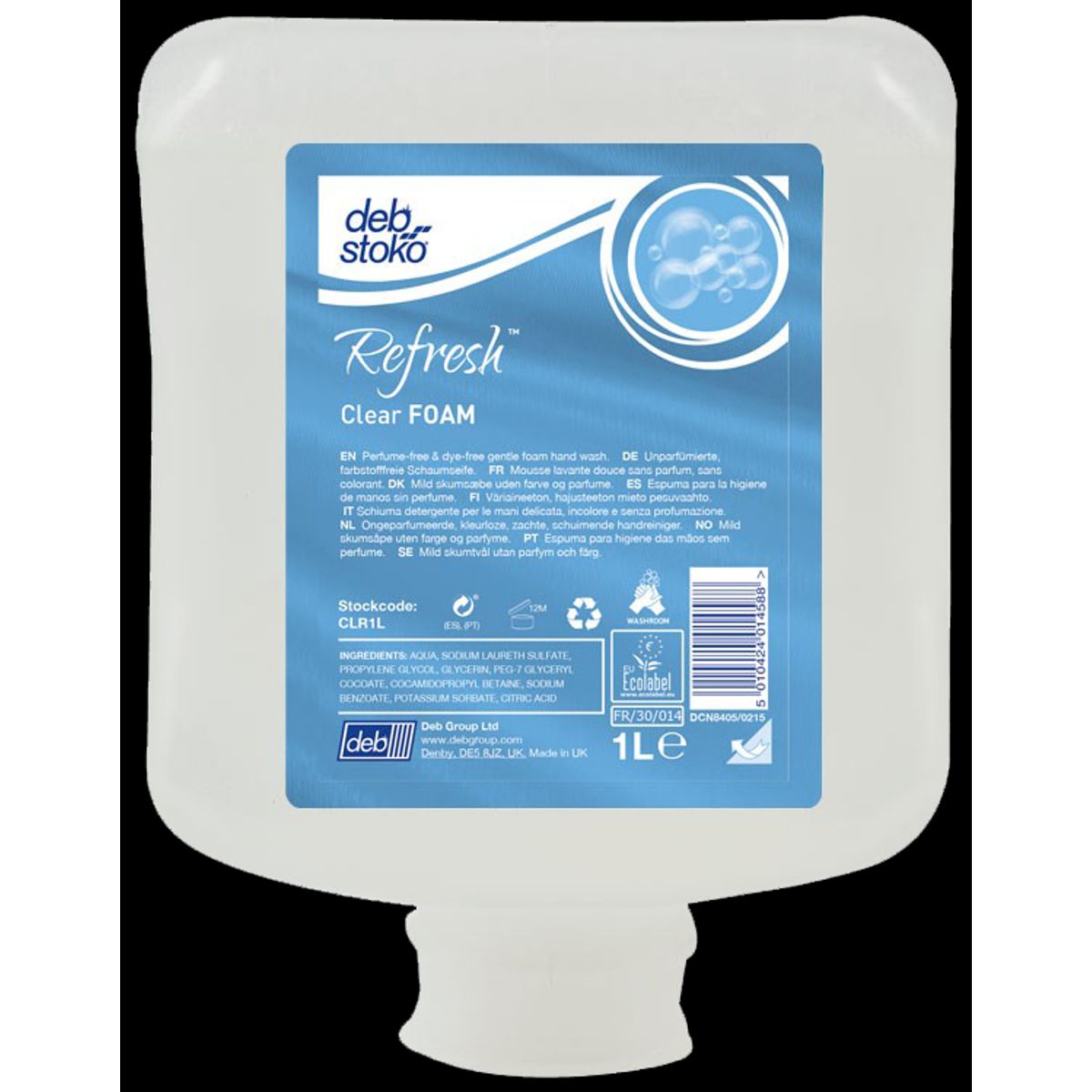 Deb skumsæbe Refresh Clear Foam Pure, 6 Ã 1 ltr