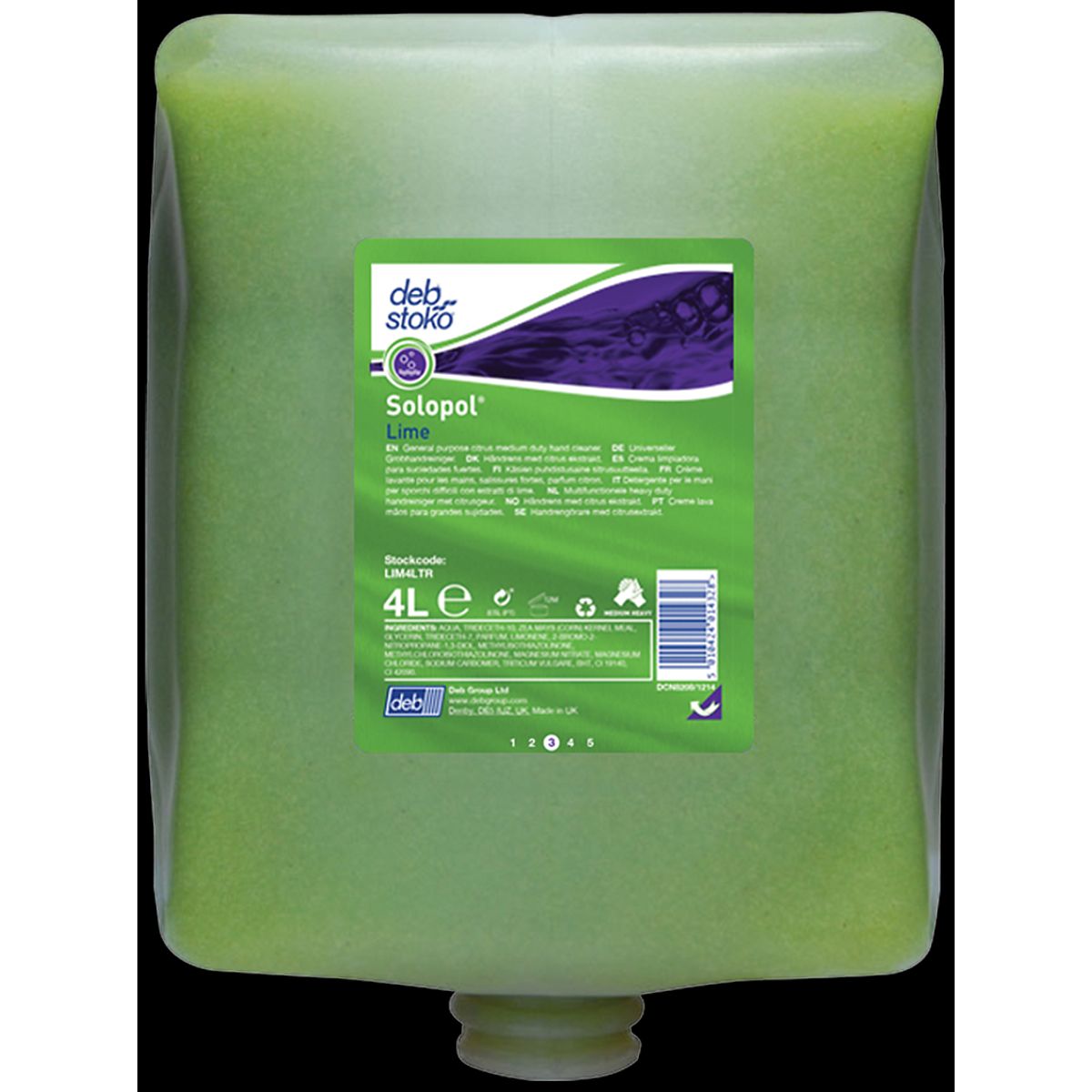 Deb håndrens Solopol Lime grøn m/parfume, 4Ã4 ltr