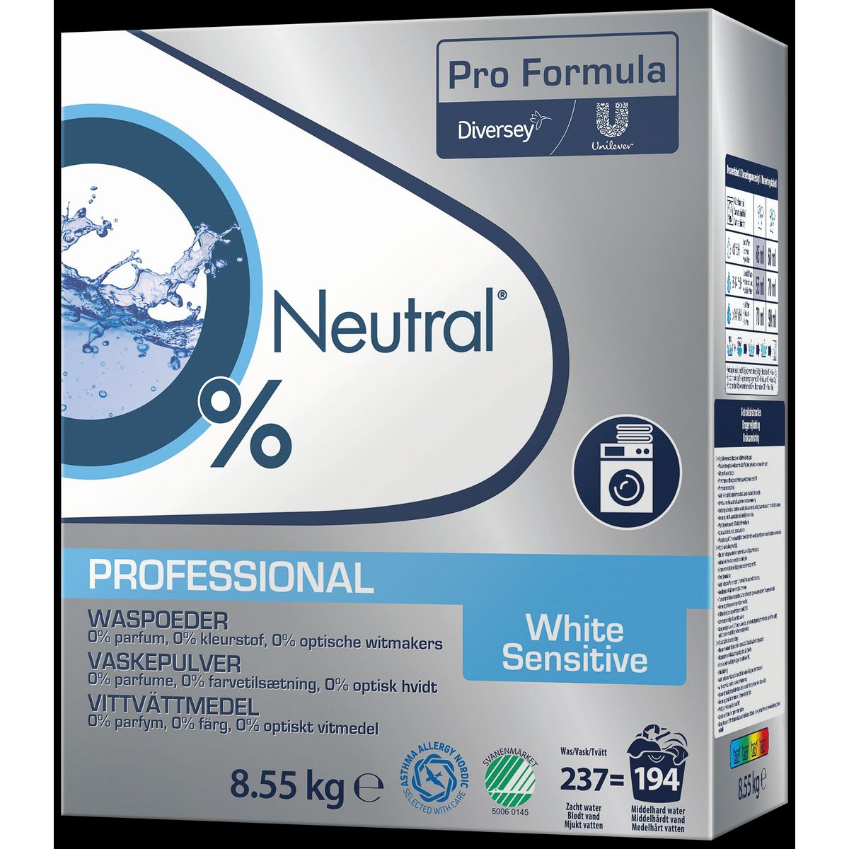 Vaskepulver Neutral Proff. White Sensitive 8,55kg