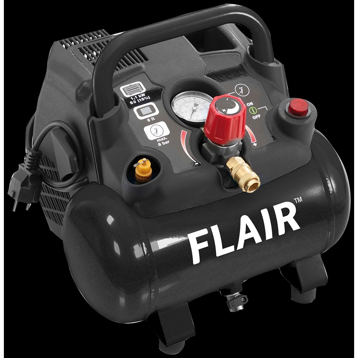 Flair 15/6 kompressor 1,5 hk 155 ltr. oliefri 230V, 1-fas