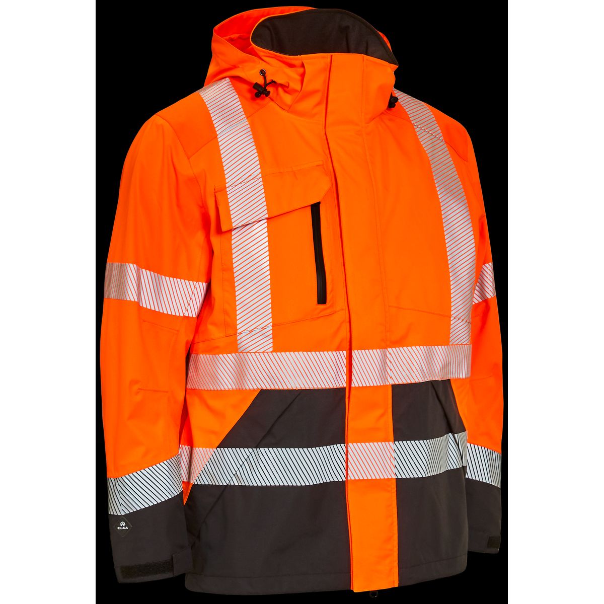 Hi-vis arbejdsjakke stretch 186000R orang/sort Str. 3XL