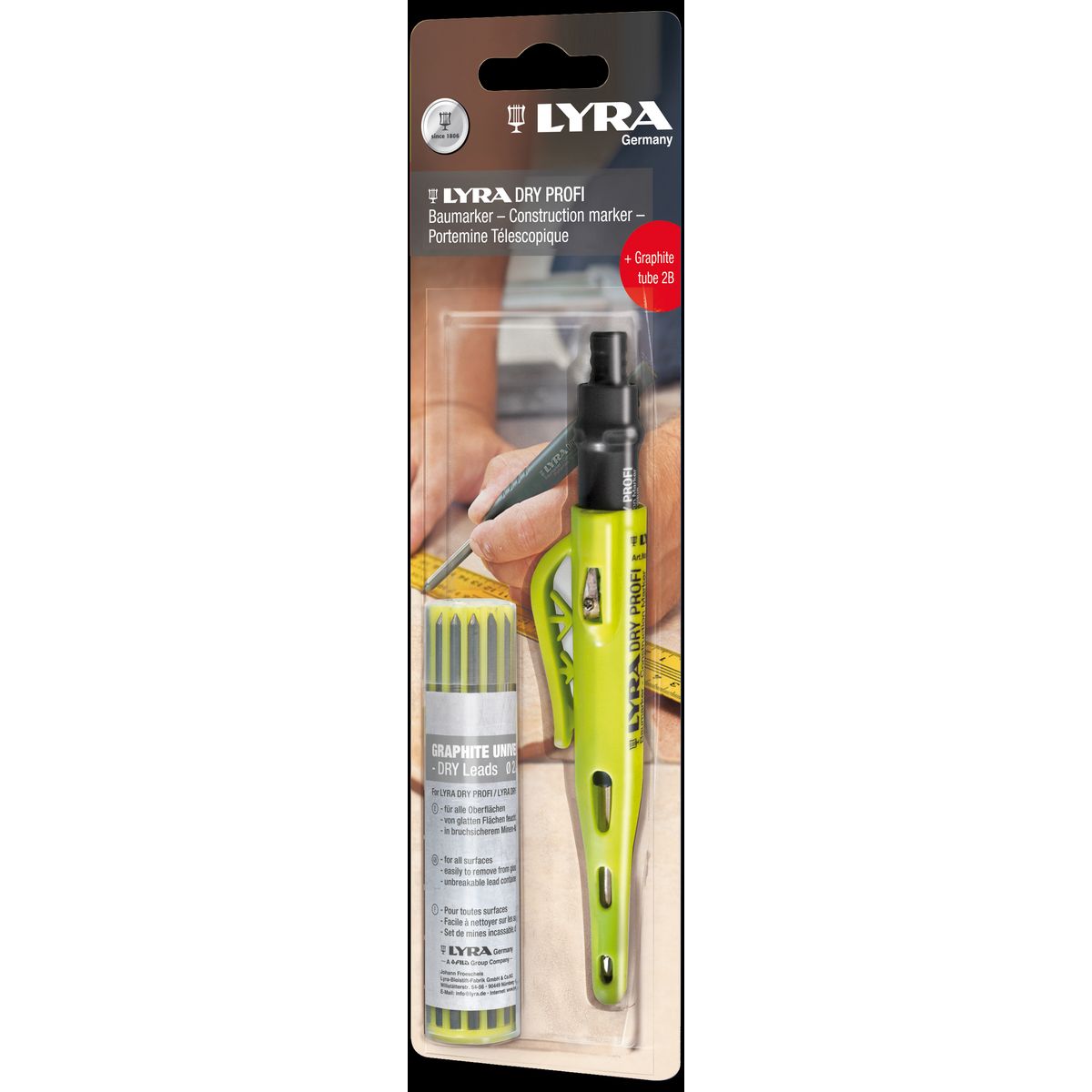 Lyra Dry Profi dybhulspen m/12stk refill-grafit 2B