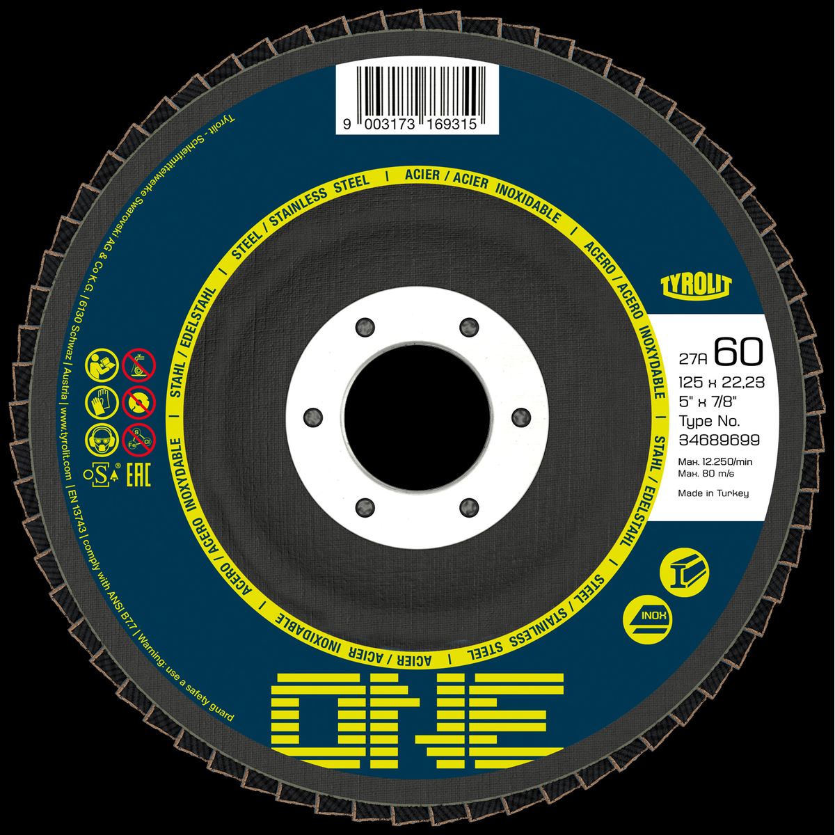 Tyrolit One lamelrondel form 27A ø125 ZA120Q-B