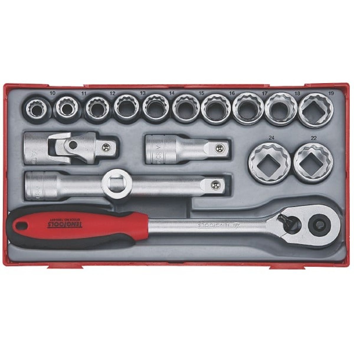 18 dele Topnøglesæt. Med 1/2" â¡-fatning Teng Tools TT1218