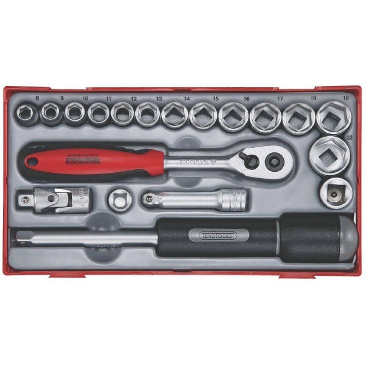 Topnøglesæt med 3/8" â¡-fatning Teng Tools TT3819 - 19 dele