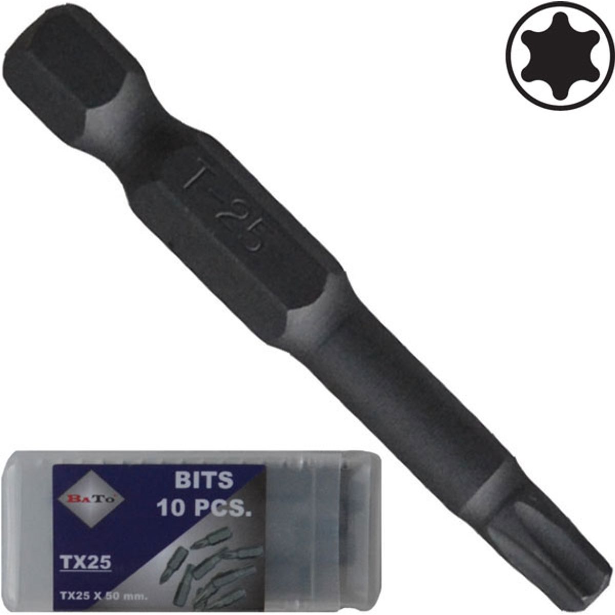 BATO 1/4" Bits Torx 25 x 50mm. 10 stk. pk.