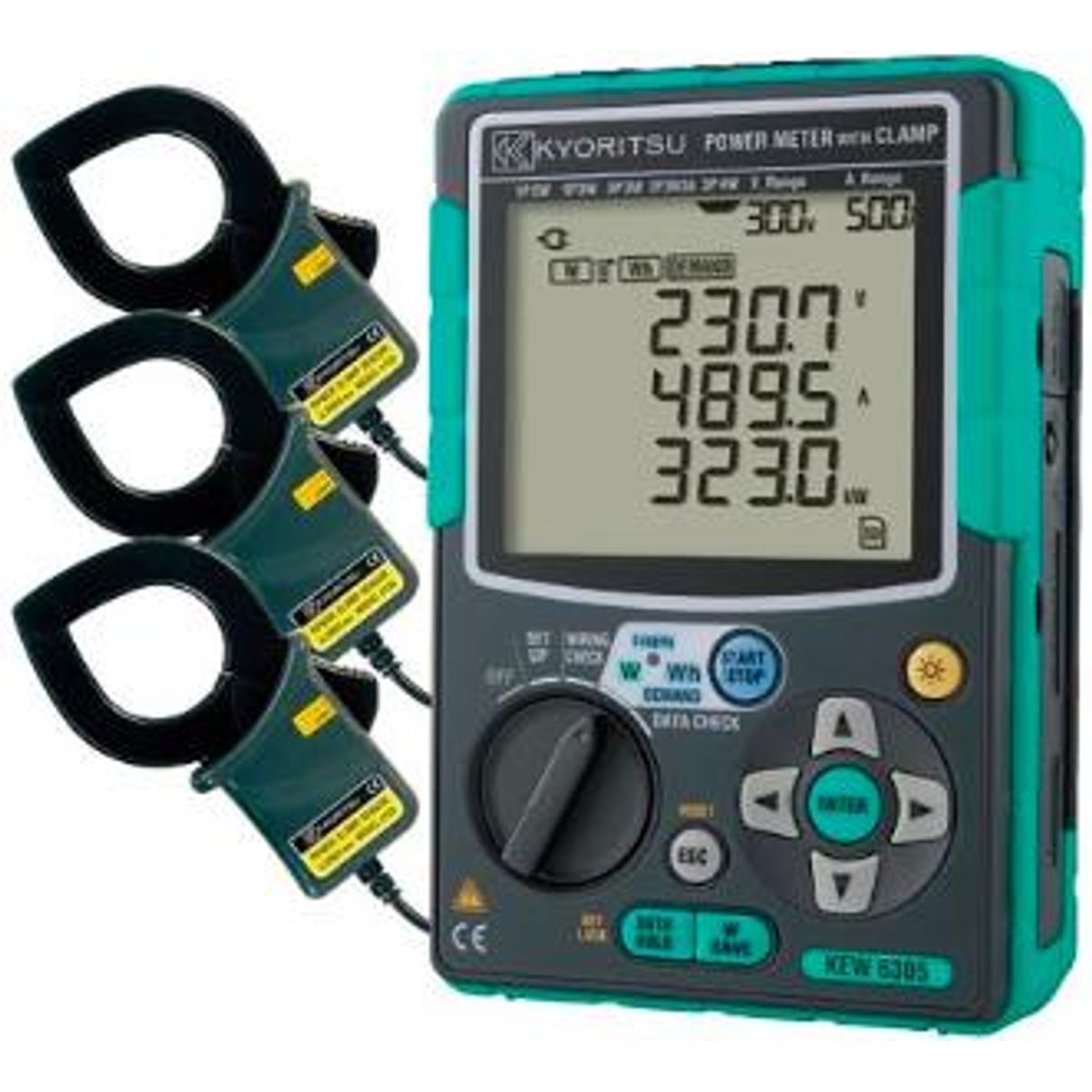 Kyoritsu 6305 - 3-faset mini energianalysator m. 500A strømtænger