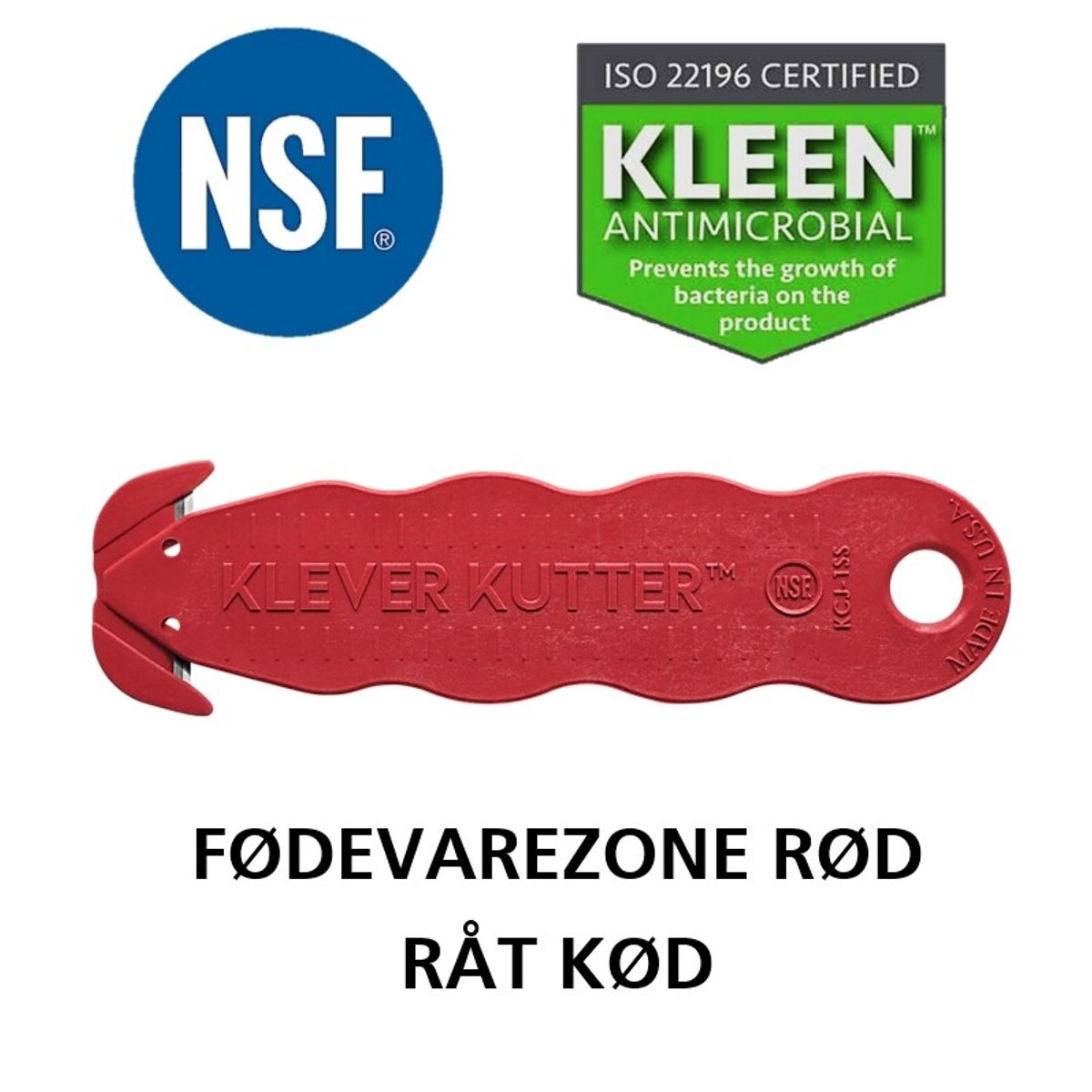 KLEVER NSF kniv fødevarezone RØD, 10 stk. pakke