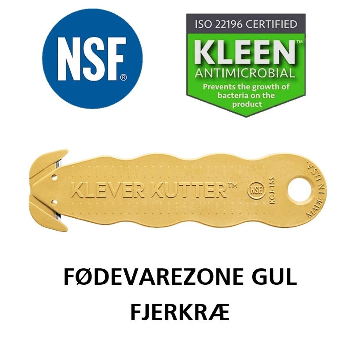 KLEVER NSF kniv fødevarezone GUL, 10 stk. pakning