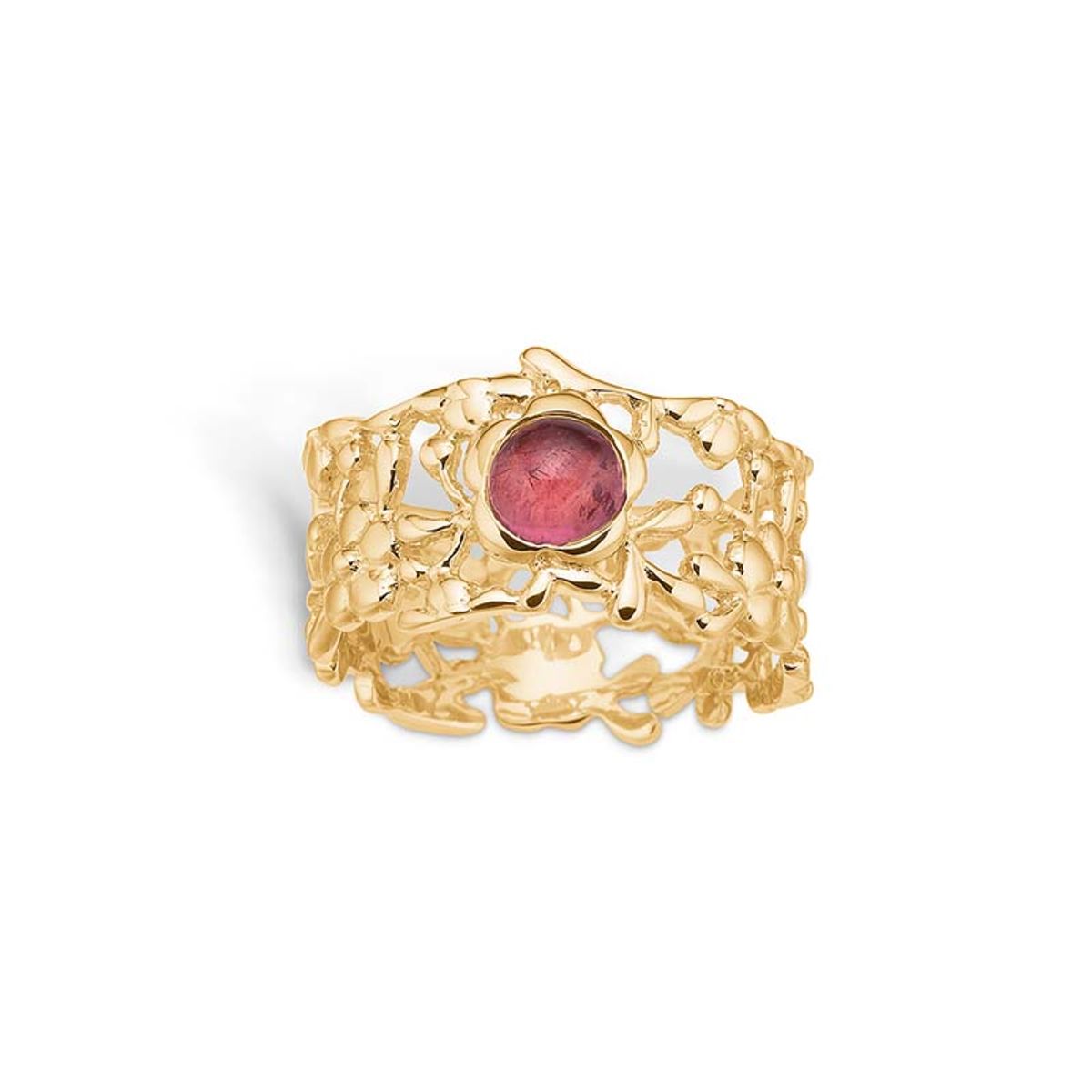 Blossom ring i 14 kt guld med pink turmalin