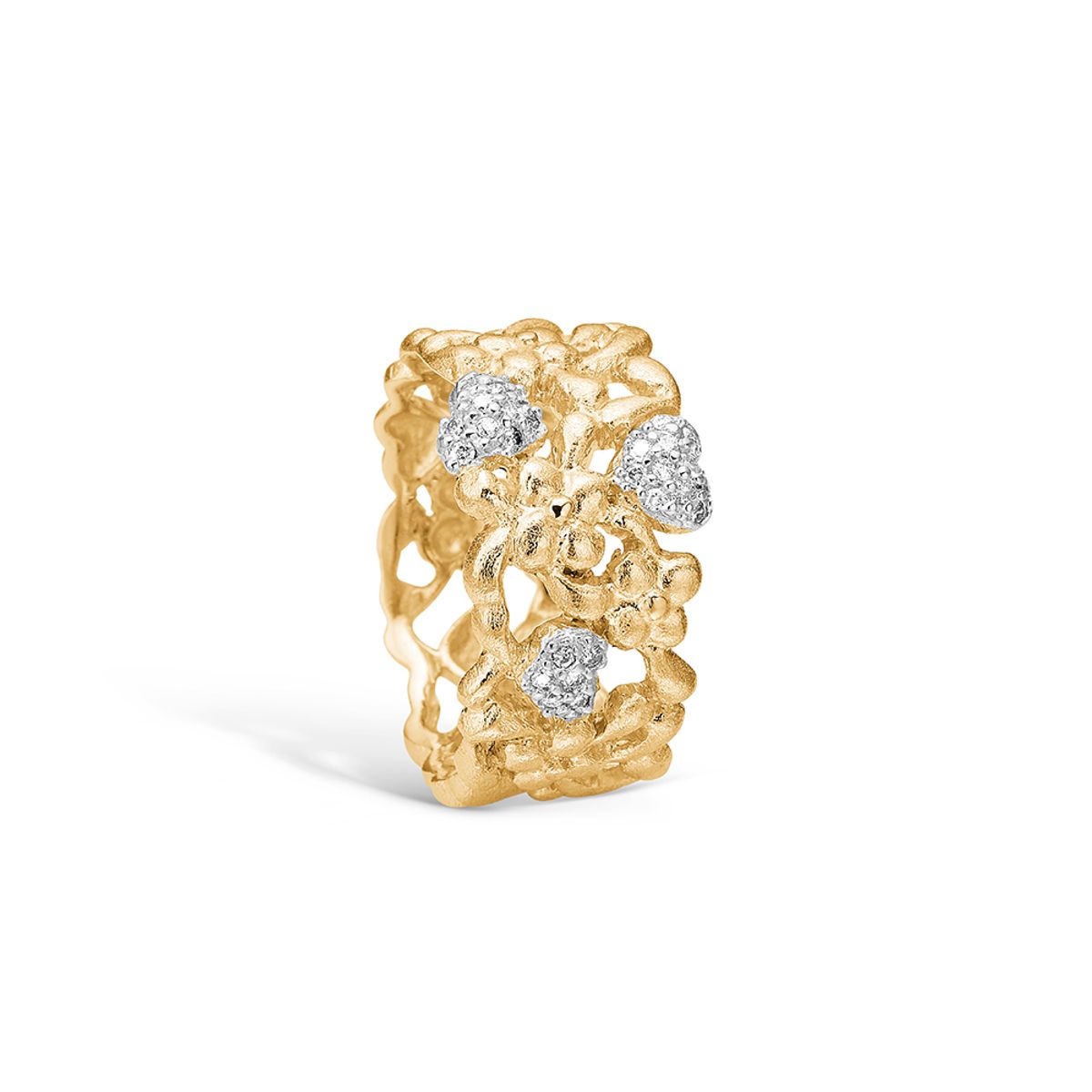 Blossom ring i 14 kt guld med 28 diamanter