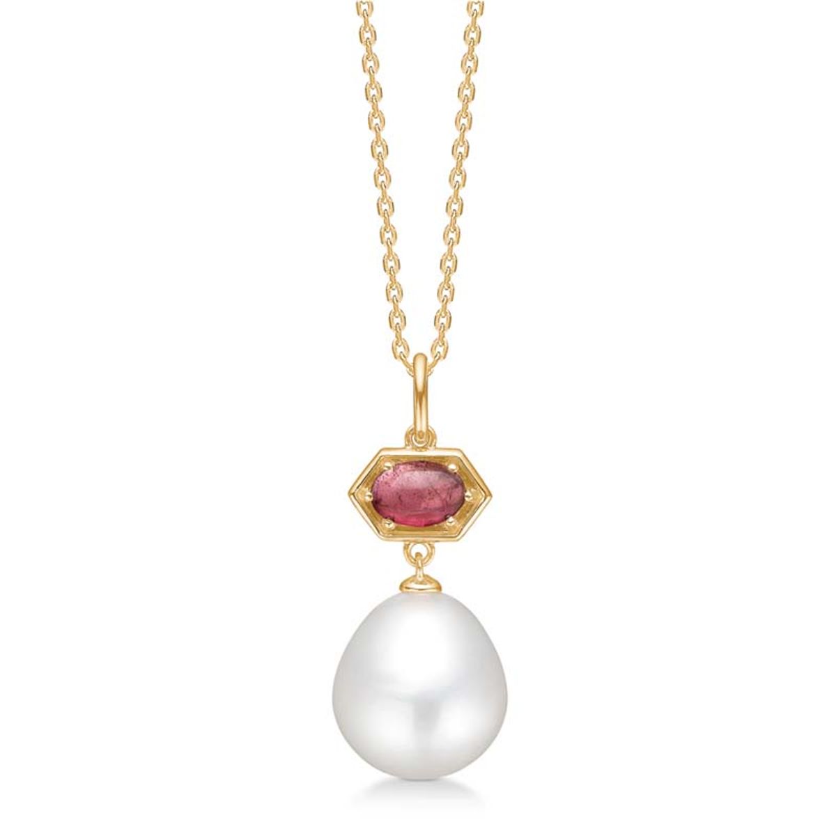 Mads Z Pearl Delight 14 kt. guld vedhæng med pink turmalin og perle