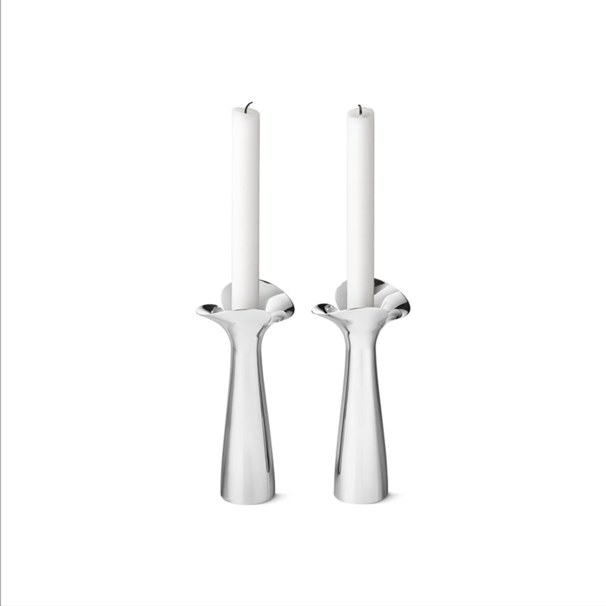 Georg Jensen Bloom Botanica lysetager i stål, 2 pak, 20 cm