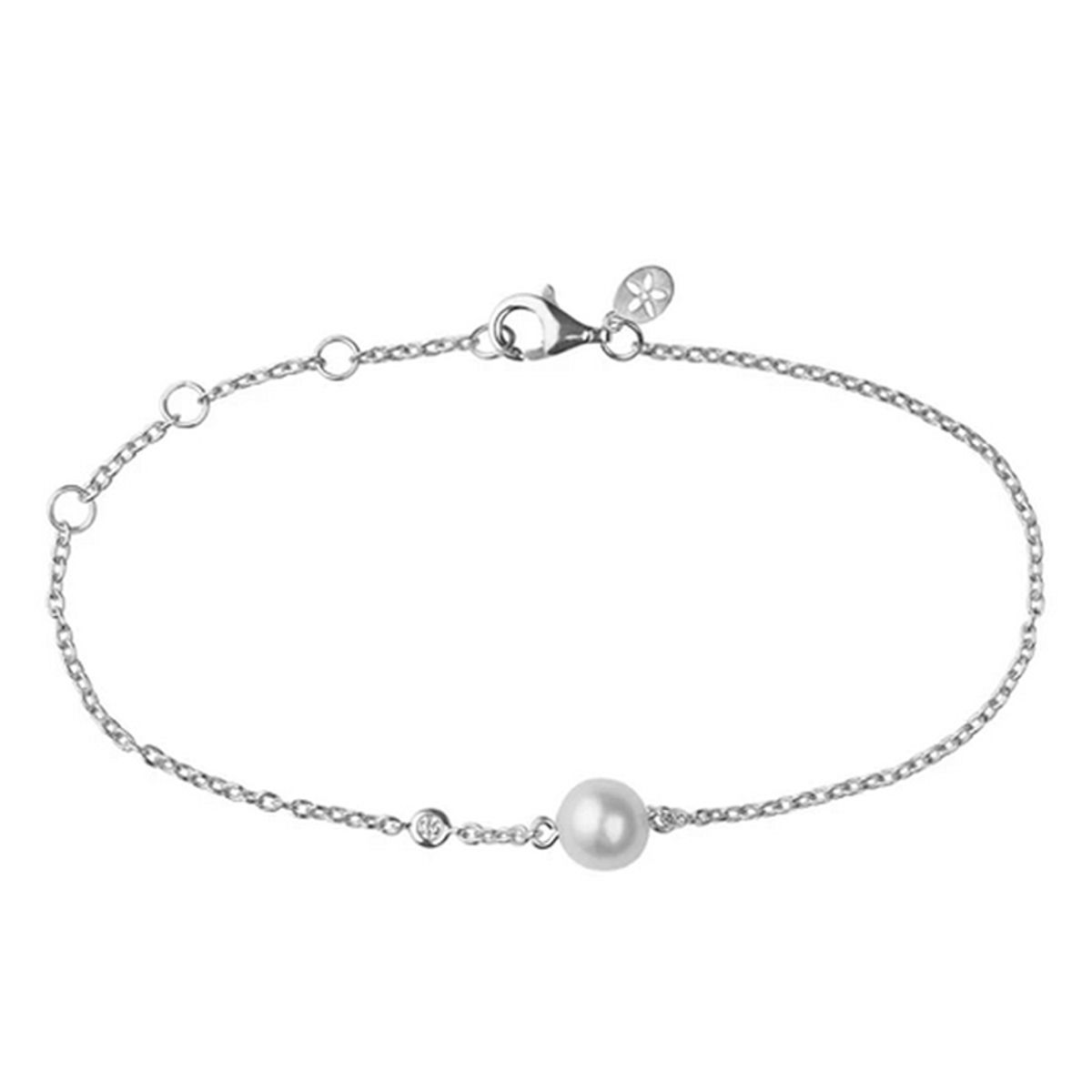 Bybiehl Coco sølv armbånd med perle og cubic zirkonia, 19 cm