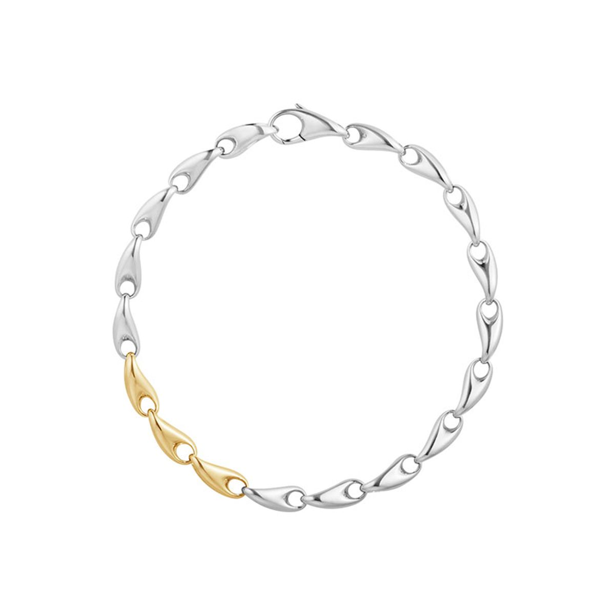 Georg Jensen Reflect Slim Link 652A armbånd i sølv og 18 kt guld