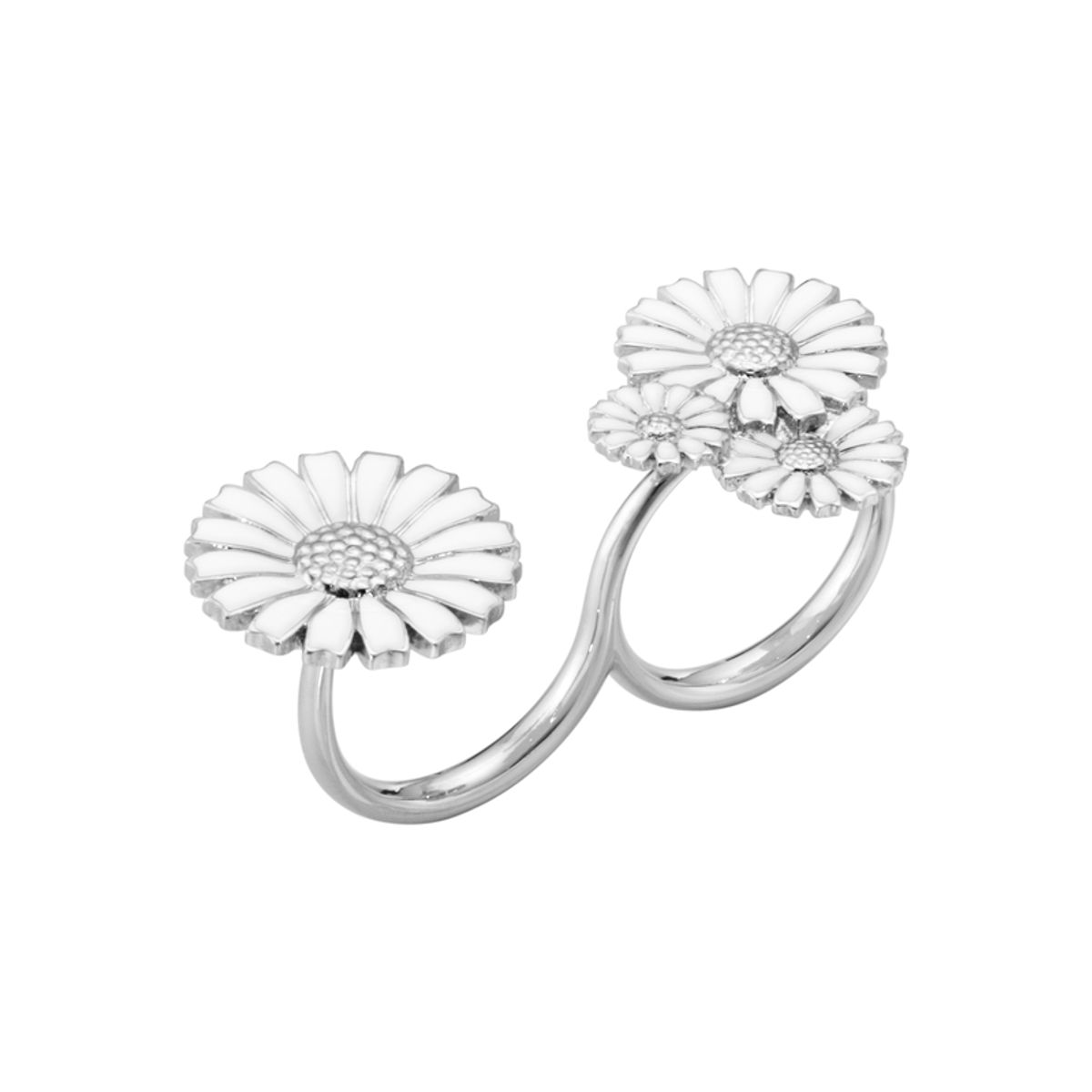 Georg Jensen Daisy ring i sølv og hvid emalje