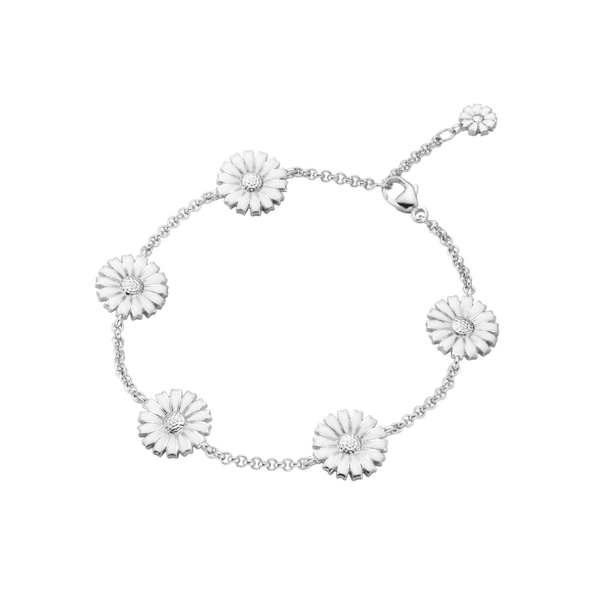 Georg Jensen Daisy armbånd sølv og hvid emalje