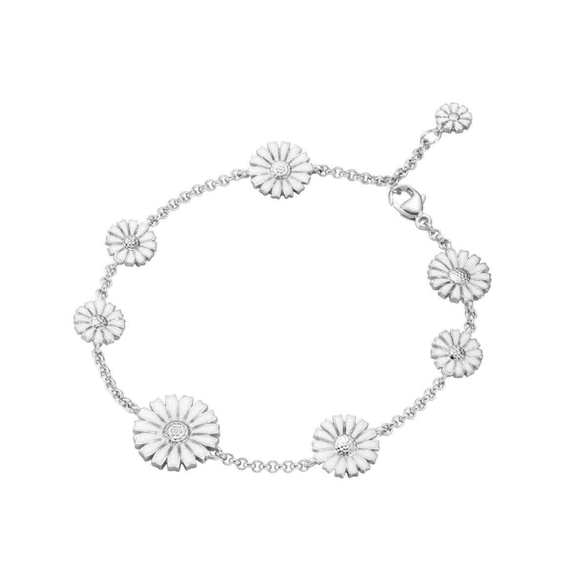 Georg Jensen Daisy armbånd sølv og hvid emalje