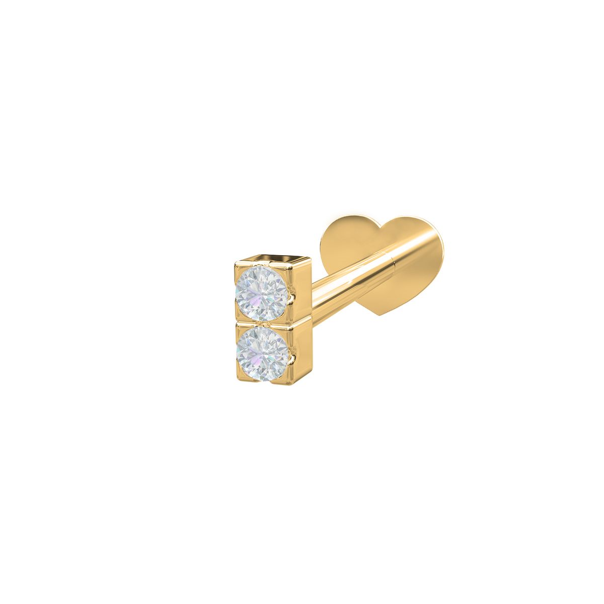 Nordahl Jewellery Pierce52 Labret-piercing i 14 karat guld med 2 diamanter - 1 stk.