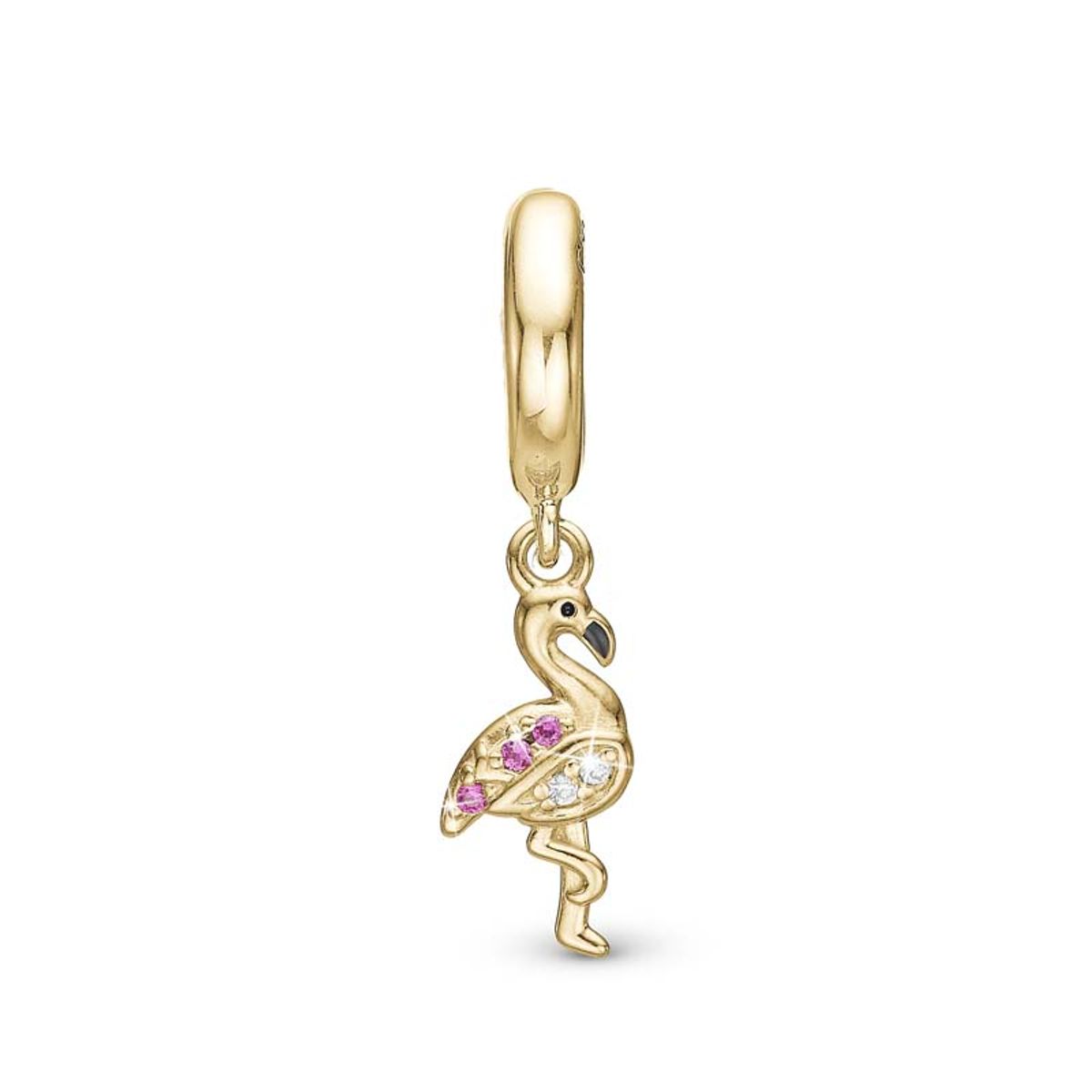 Christina Jewelry Flamingo forgyldt charm til læderarmbånd på 6 mm