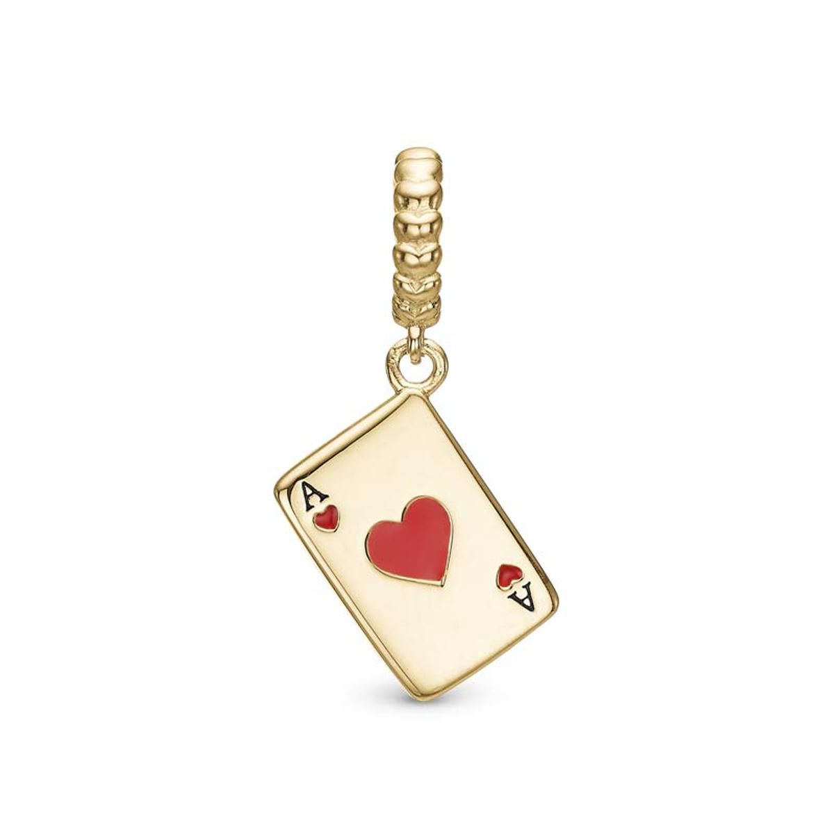 Christina Jewelry Ace of hearts forgyldt charm til sølvarmbånd og læderarmbånd på 4 mm