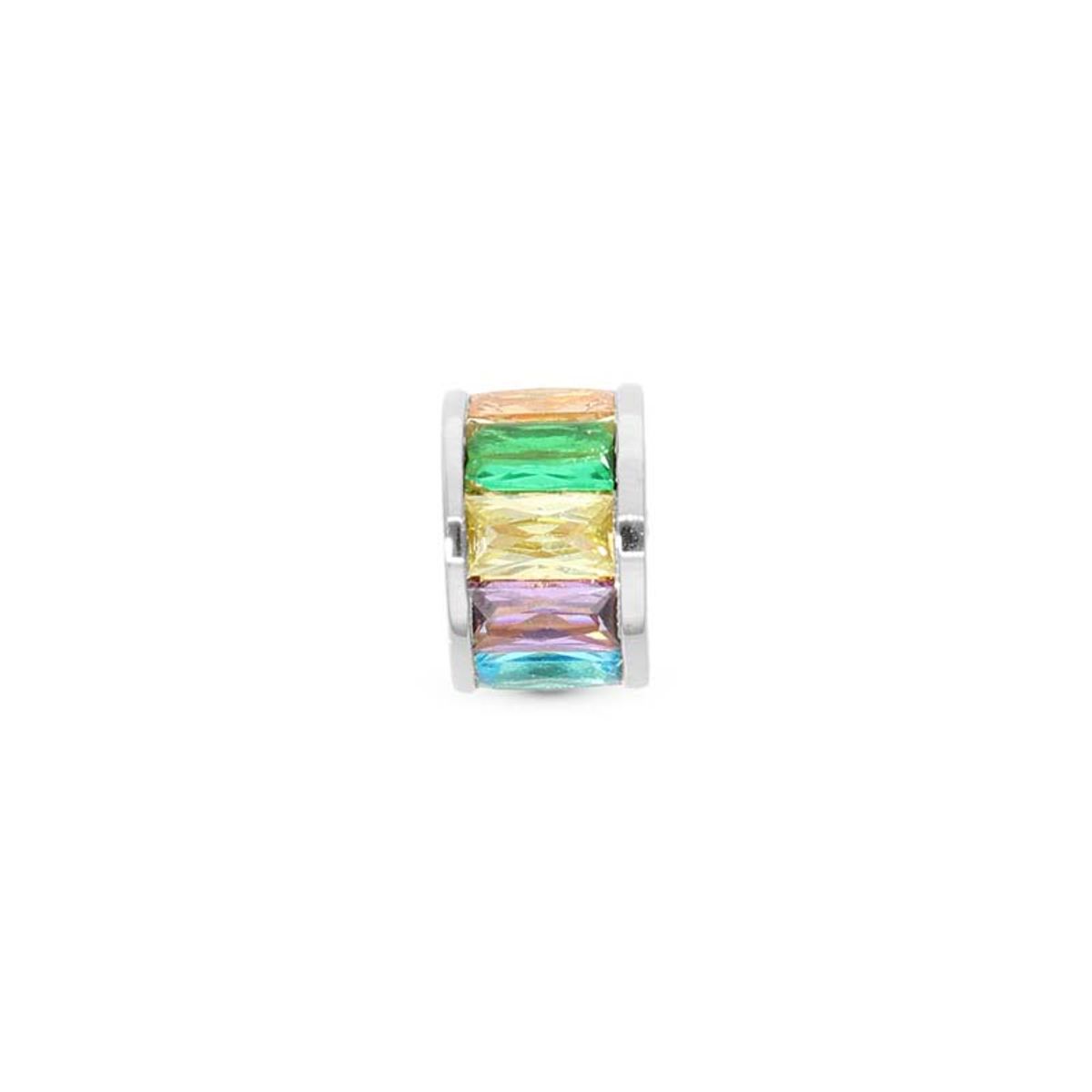 Christina Jewelry Multi color Baguette sølvcharm til læderarmbånd på 6 mm