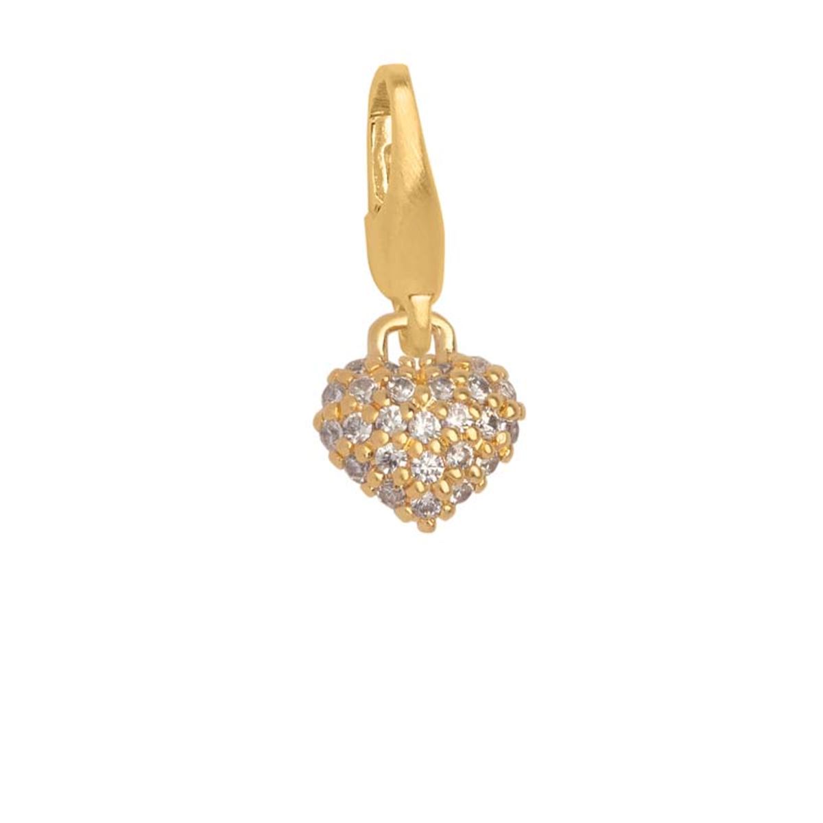 ByBiehl Mini Sparkle Heart Charm i forgyldt med zirkonia