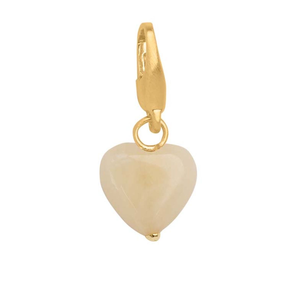 ByBiehl Soft Heart Charm Cream i forgyldt med gul jade