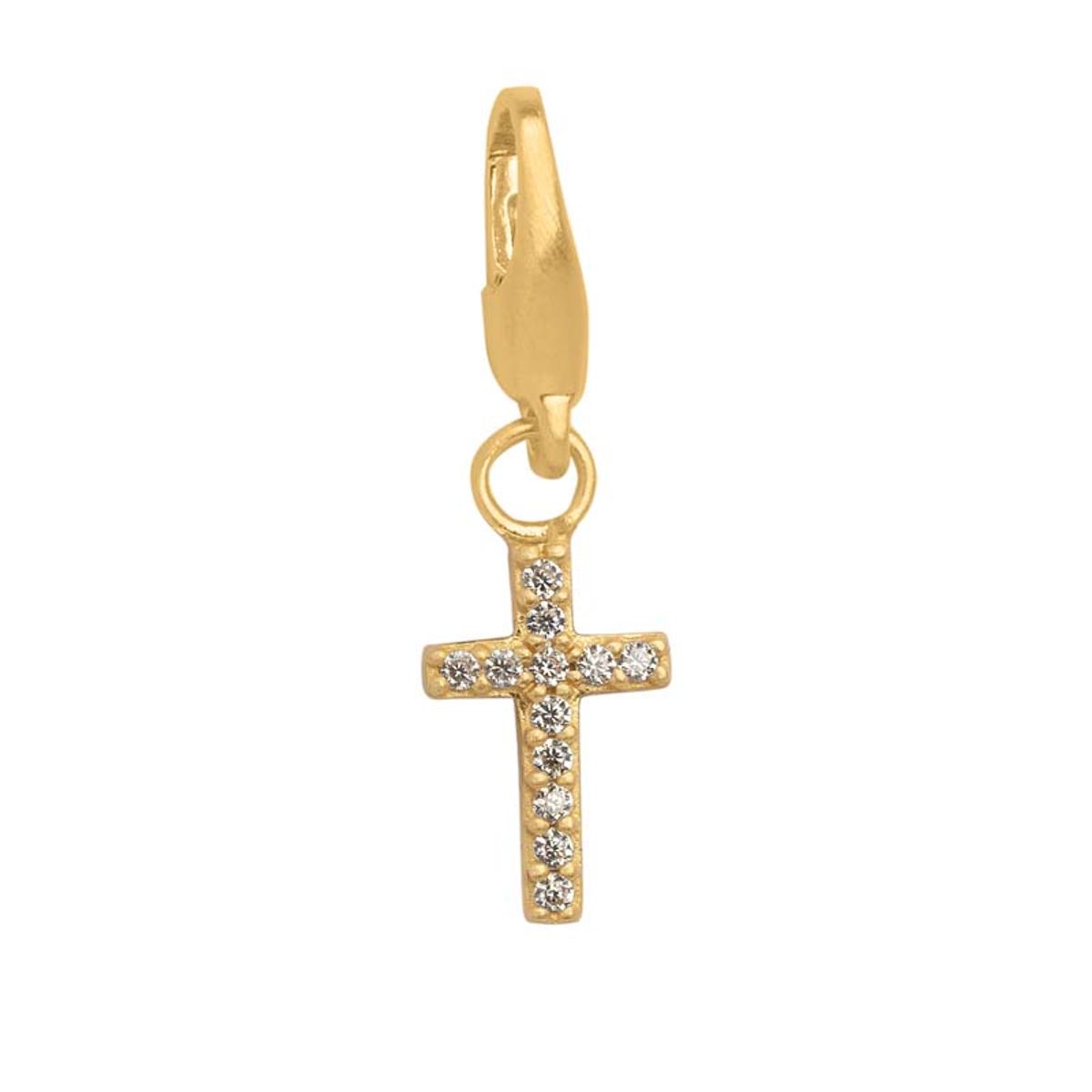 ByBiehl Cross Charm i forgyldt med zirkonia