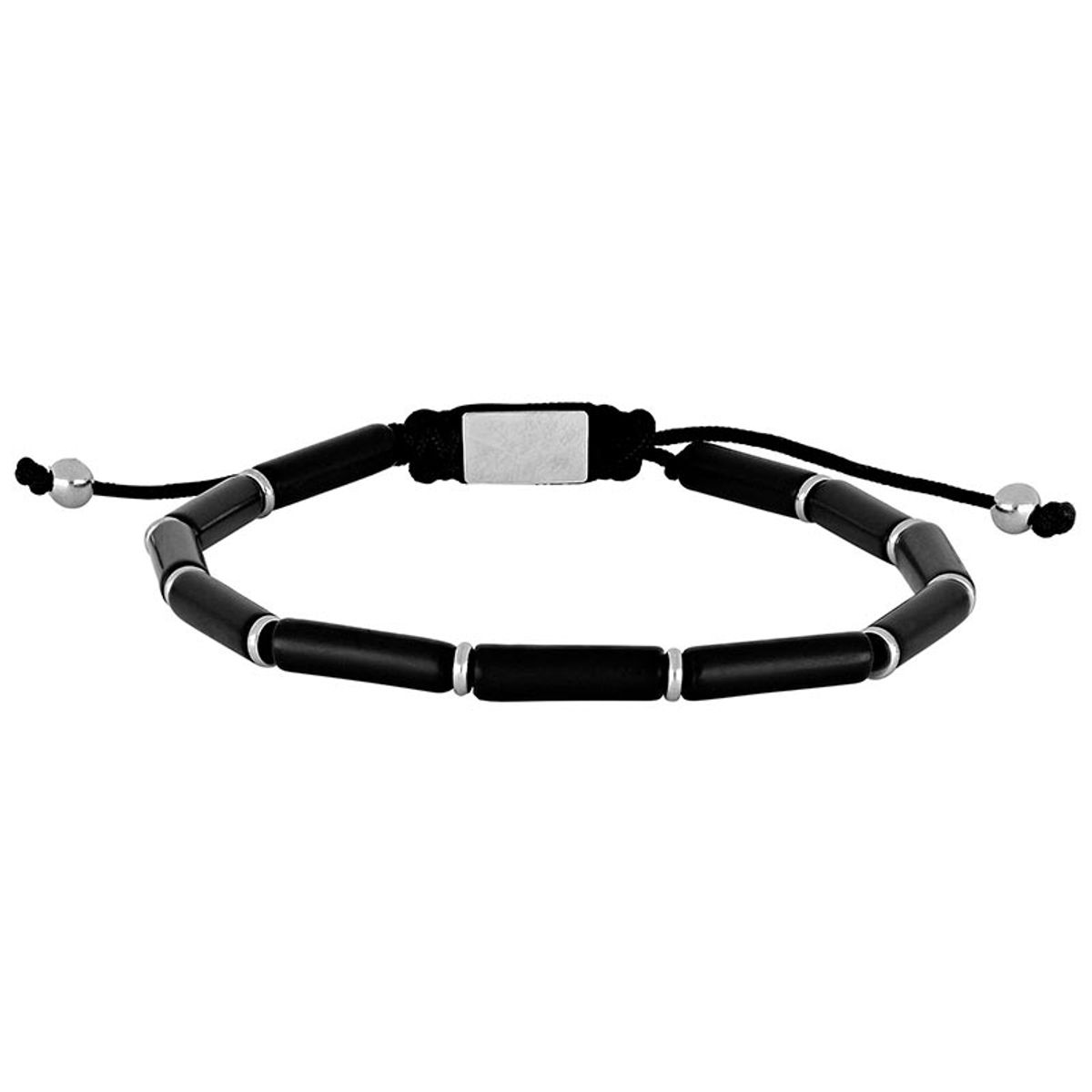 Son of Noa sort onyx og stål armbånd, 19-25 cm