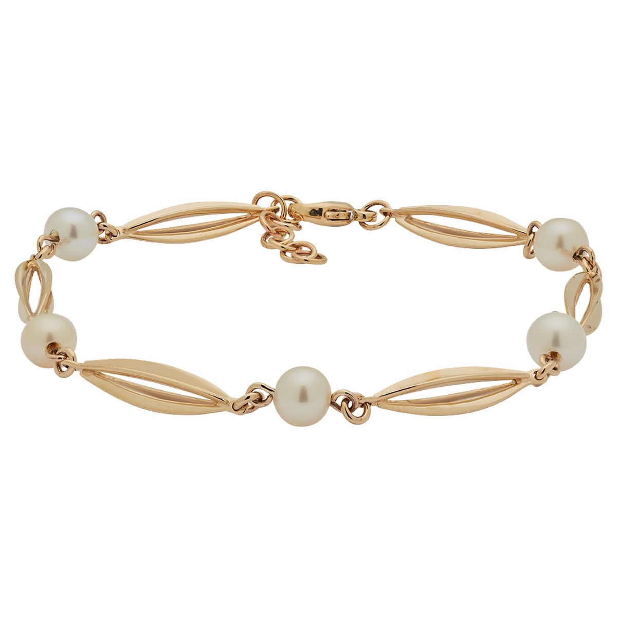 Siersbøl Bur & Perle armbånd 8 kt guld, 18+2 cm