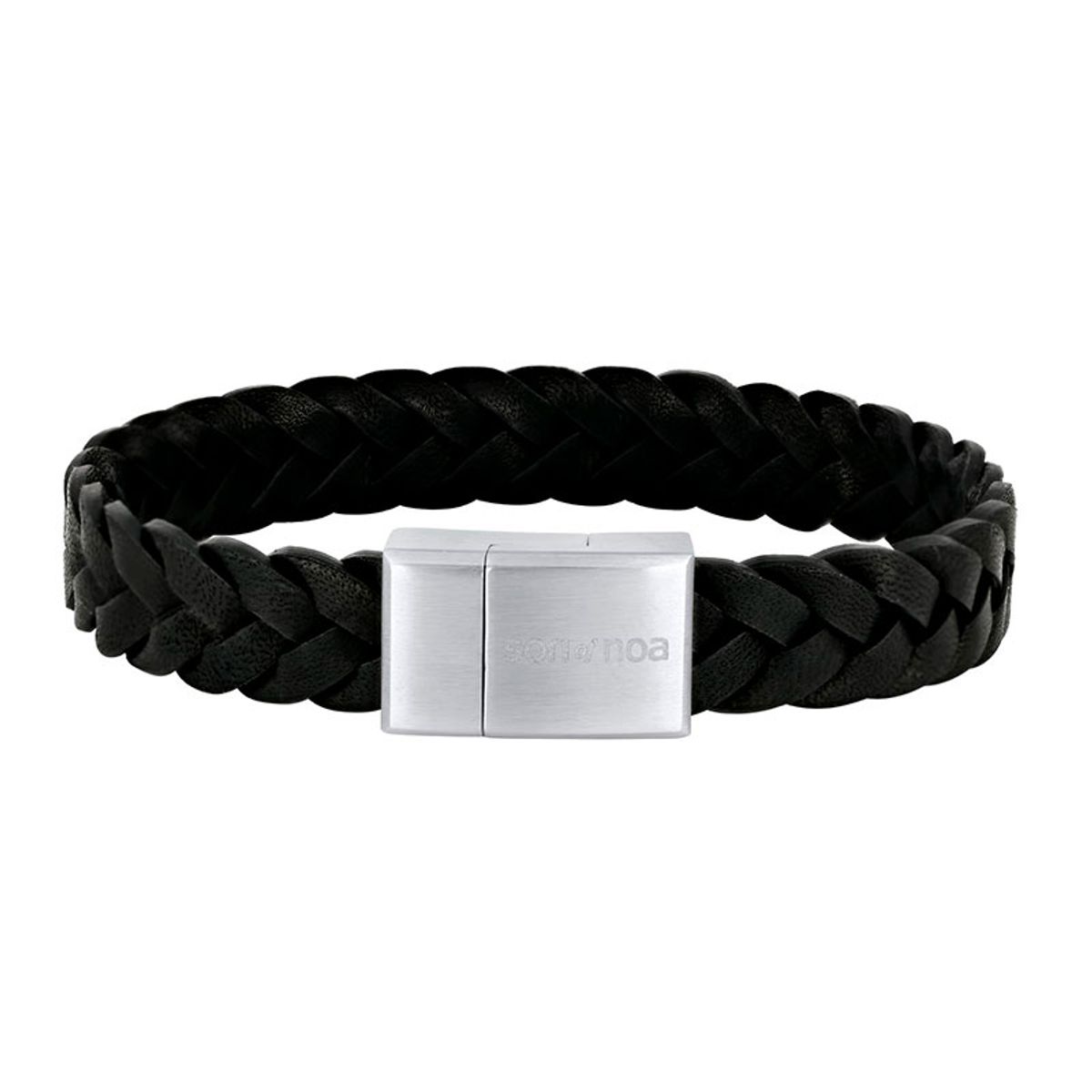 Son of Noa sort læderarmbånd, flettet