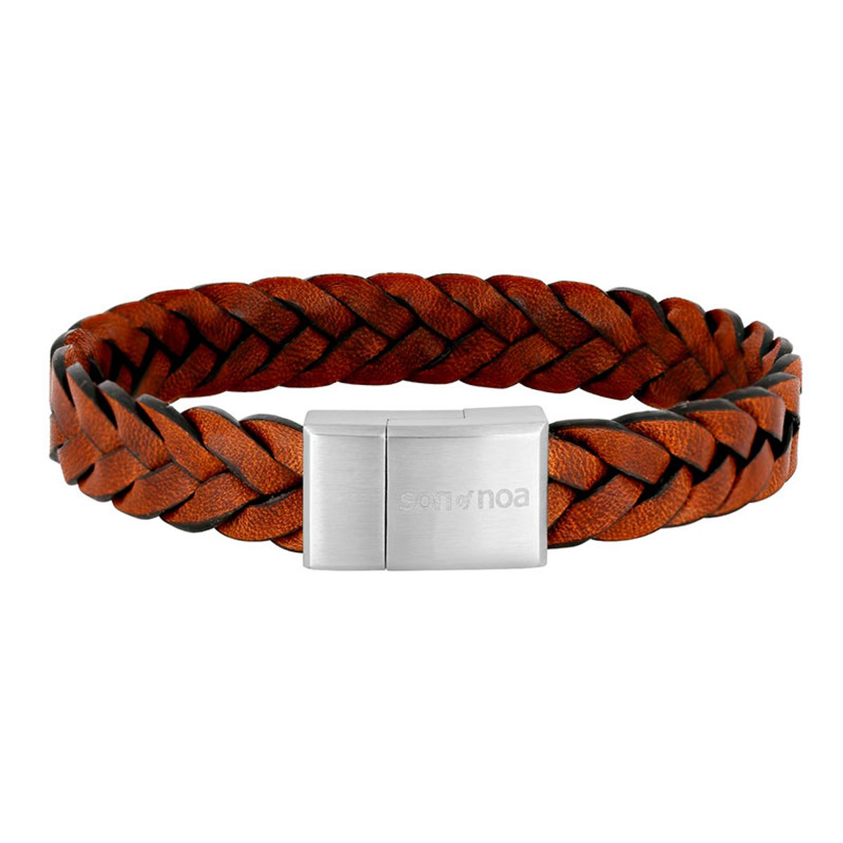 Son of Noa brun læderarmbånd, flettet