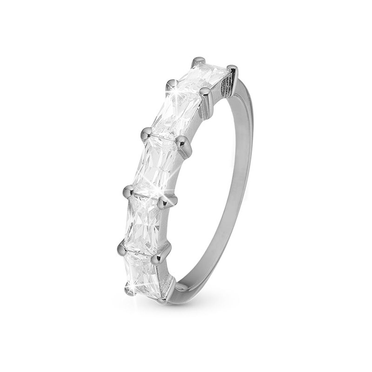 Christina White Baquette sølv ring med cubic zirkoner