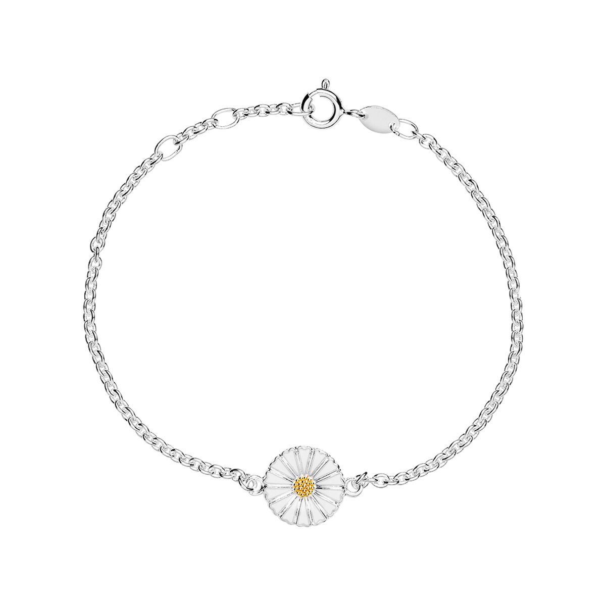 Lund Copenhagen Marguerit armbånd i sølv med hvid emalje, 11mm